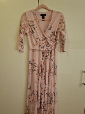 STELLA & JULIE Floral Wrap Maxi Dress - Blush Floral